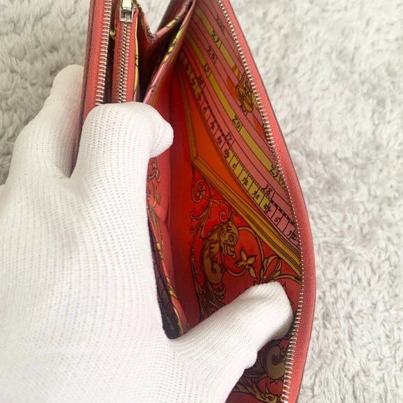 ❤HERMES Azap long silk in Veau Epsom Round-Zip-Wallet salmon pink/Silver Metal❤ - Picture 6 of 12